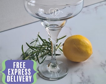 Engraved Cocktail Glass: Personalised 21st Birthday Gift