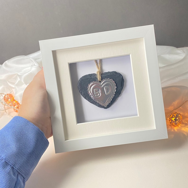 Silver Heart Anniversary Gift, personalized 25th wedding anniversary gift image 2