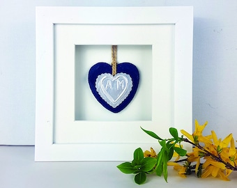 Regalo de aniversario de plata personalizado con forma de corazón: Arte en relieve