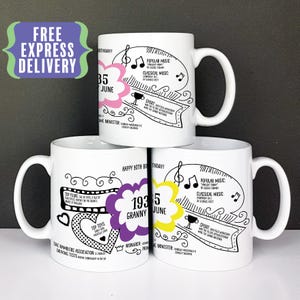 Personalisierte 90er Geburtstagsgeschenk Tasse, geboren 1935 Geschenk