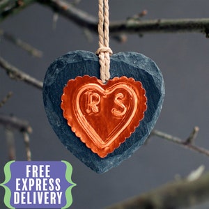 Personalised copper slate heart gift