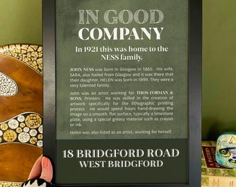 Personalised Home History Print – New Home Gift for England and Wales Addresses