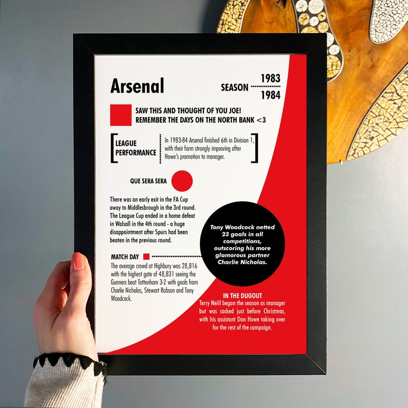 Personalised Arsenal FC print gift tracked delivery