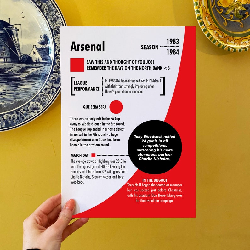 Personalised Arsenal FC poster gift free delivery