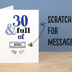 30th Birthday Card, Personalised scratch card image 1