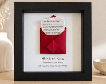 Personalised 1st Anniversary Gift – Paper Anniversary Frame, Romantic Love Poem Art, Custom Couple Keepsake