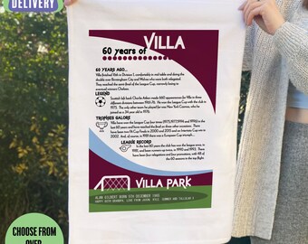 Personalised 60th Birthday Gift for Football Fans | Tea Towel | Choose from 59 Clubs