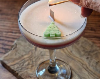 Christmas Tree Cocktail Scented Candle, pine fresh smelling Christmas table decoration