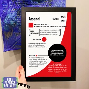 Personalised Arsenal FC print gift free delivery