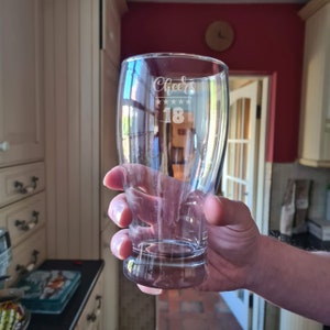 Personalised 18th Birthday Engraved Pint Glass, Custom Beer Glass, Laser Engraved Present