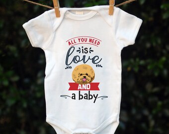 Cute Dog babygrow, personalised baby clothes with your dog portrait, Cute gift for new baby, baby shower gift