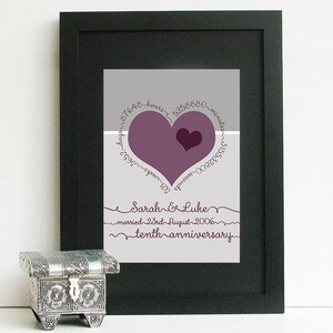 Personalised framed 10th Wedding Anniversary Print image 3