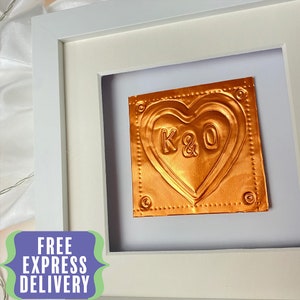 Personalised 7th Wedding Anniversary Copper Heart Gift, Handmade in the UK