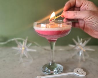 Christmas cocktail scented candle, pornstar martini candle in margarita glass