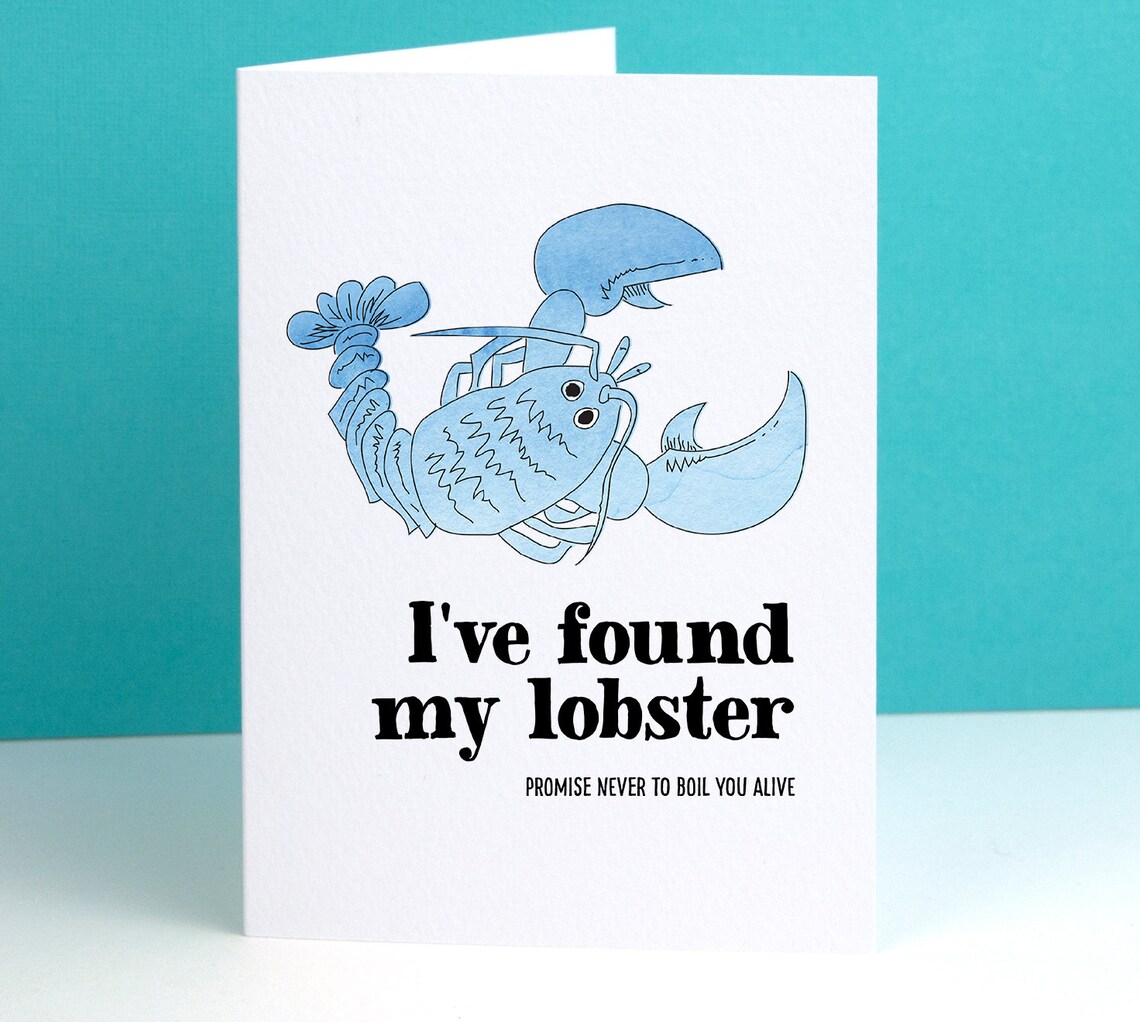 Found My Lobster Card / I Love You Card / Card for Boyfriend / Etsy