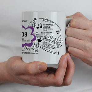 Personalised 18th birthday gift mug with fun facts of 2008