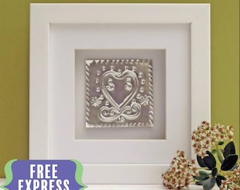 Personalised tin wedding anniversary gift, 10th Anniversary Gift for couples, handmade tin heart present