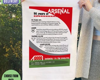 Personalised 90th Birthday Gift for Football Fans | Tea Towel | Choose from 59 Clubs