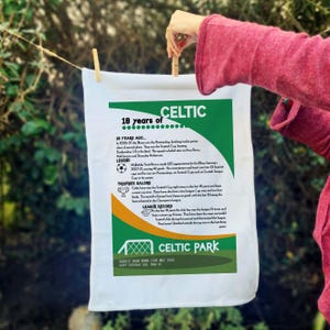 Personalised Celtic Tea Towel, 18th Birthday Gift for Lifelong Bhoys Fan