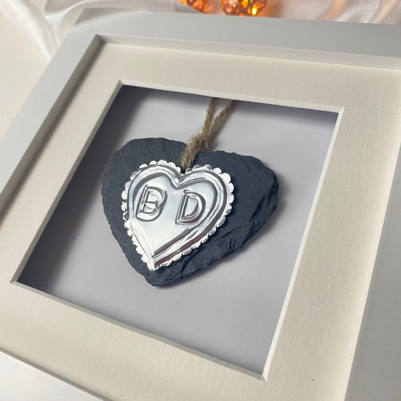 Silber Herz Jahrestagsgeschenk, personalisiertes Geschenk zum 25. Hochzeitstag Bild 3