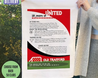 Personalised 18th Birthday Gift for Football Fans | Tea Towel | Choose from 59 Clubs
