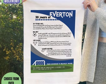 Personalised 30th Birthday Gift for Football Fans | Tea Towel | Choose from 59 Clubs