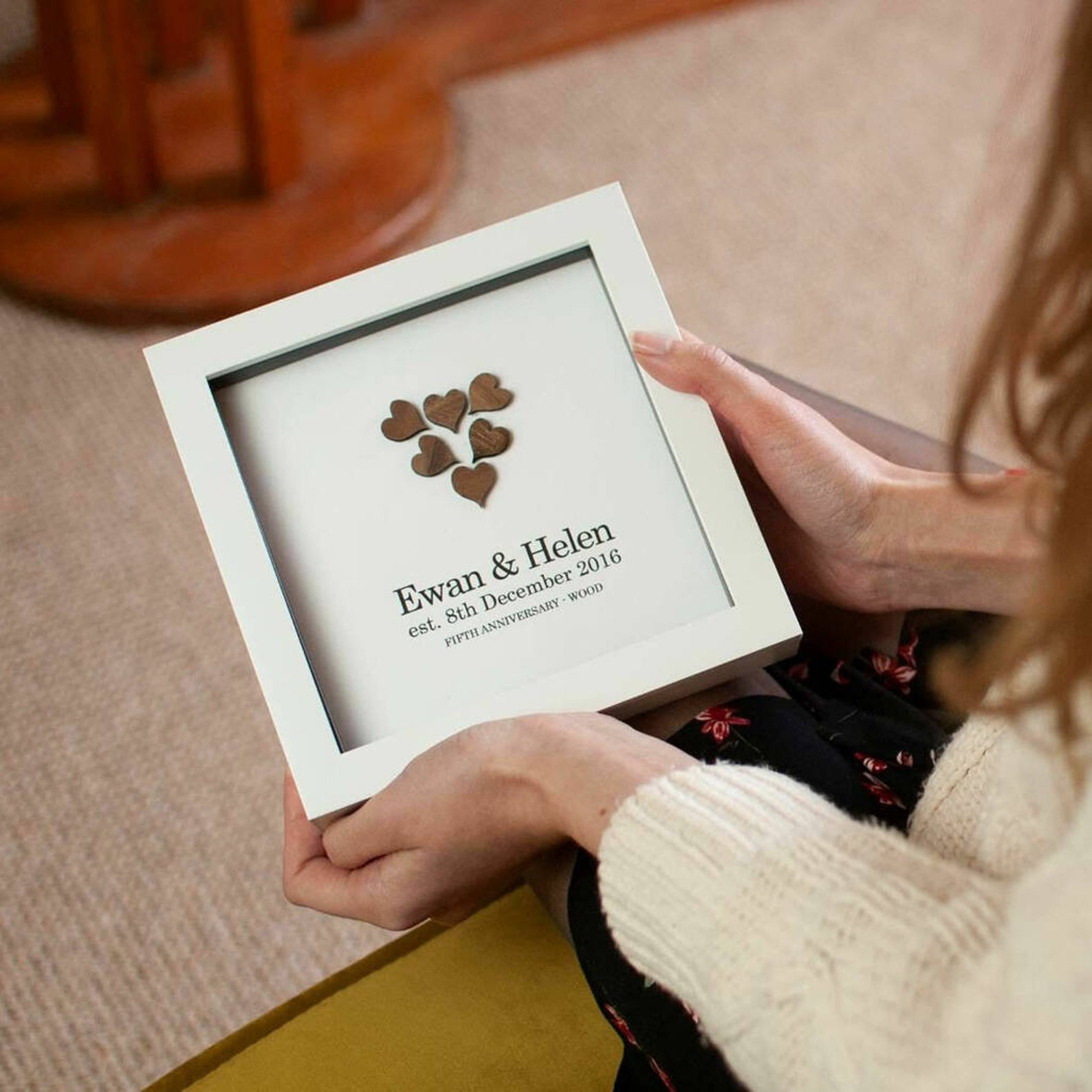 Personalised 5th wedding anniversary gift handmade wooden Etsy