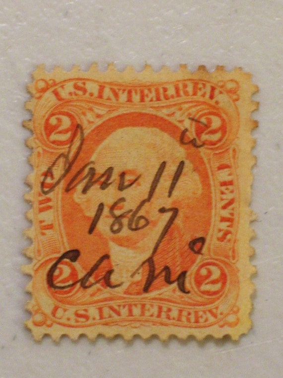 Antique US Internal Revenue 2 Cent Stamp Scott R15 Orange Etsy