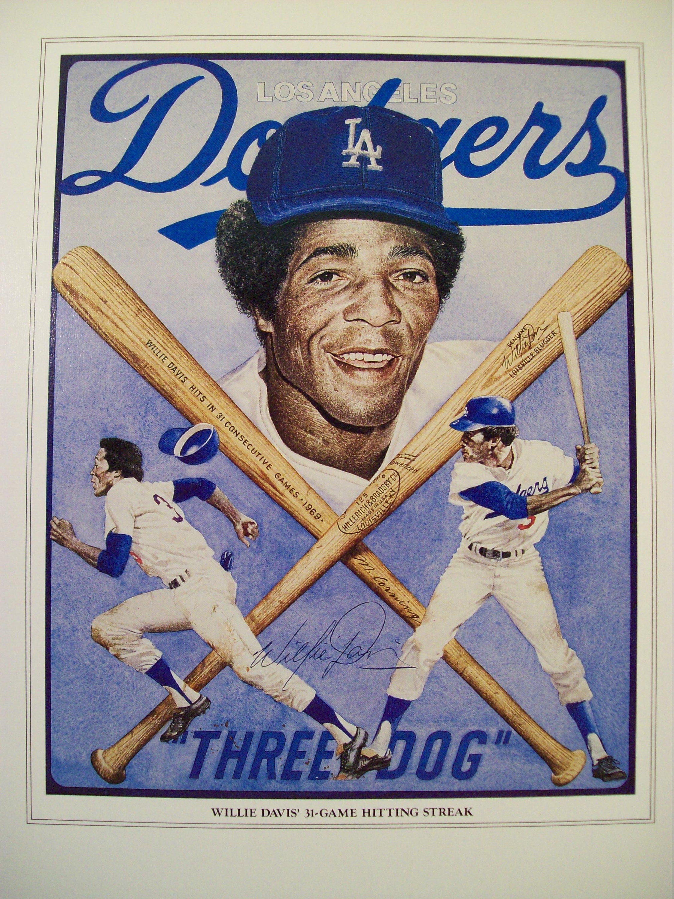 Vintage LA Dodgers Willie Davis' 31 Game Hitting Streak 