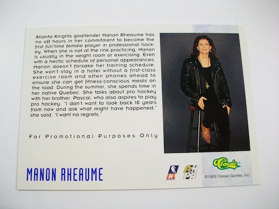Manon Rheaume 1993 Hockey Draft Promo Card, Up Close And Personal, Classic  Games