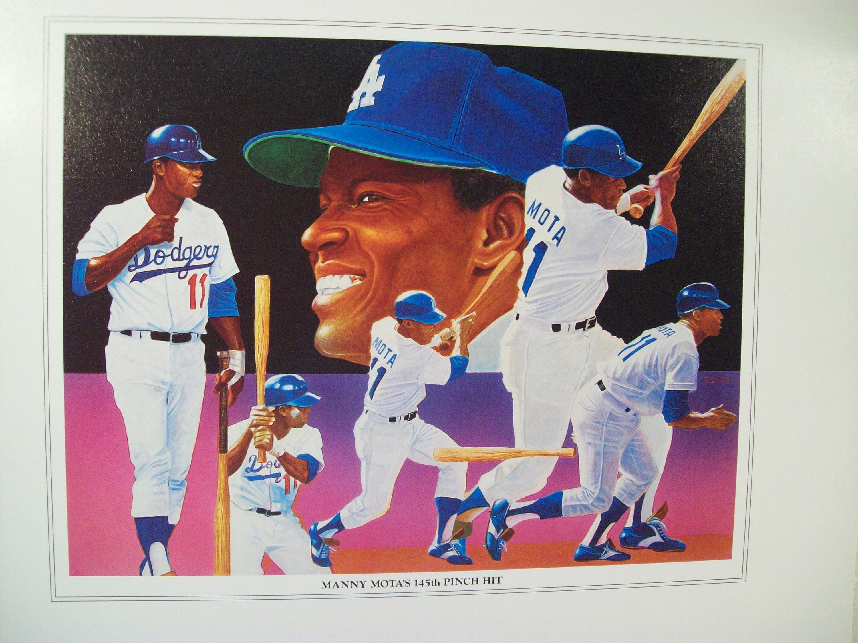 Vintage LA Dodgers Manny Mota's 145th Pinch Hit Baseball 
