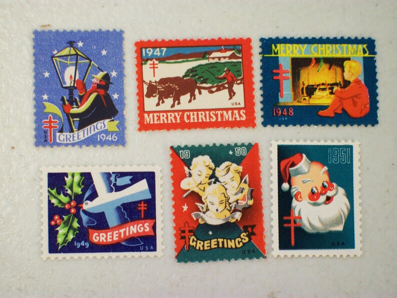 US Christmas Seal Lot of 6 1946 1947 1948 1949 1950 1951 Etsy