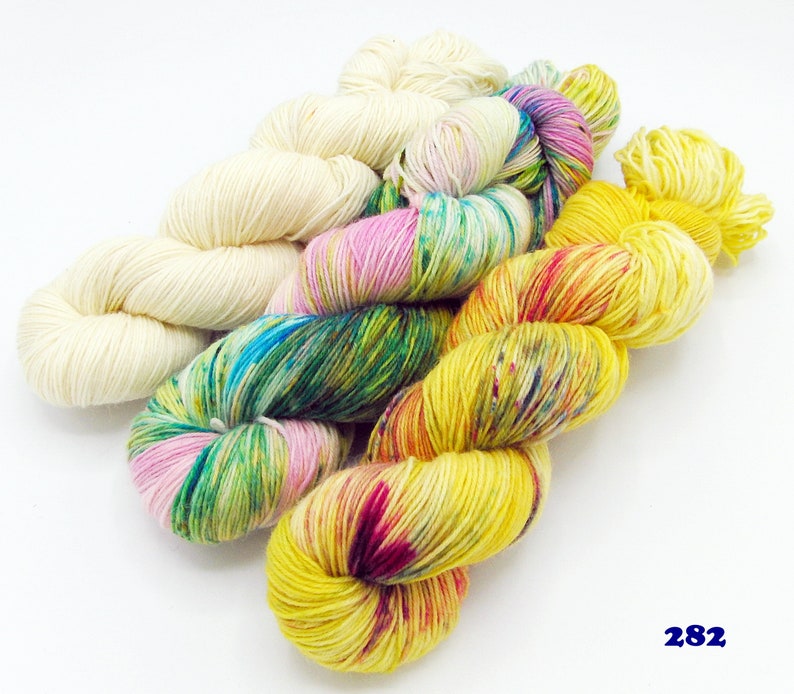 SockYarn-KIT 3x100g handdyed 75Wool,25Polyamid 3x3.5 oz #282
