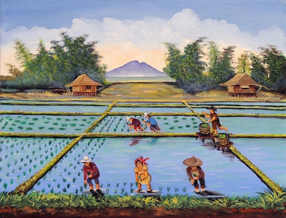 Philippinische Malerei Pflanzen Reis 2 Jpeg 10 Mb Grosse Etsy