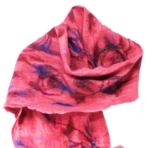 Merino Wool Felted Women Scar on Silk - Flames of Fire