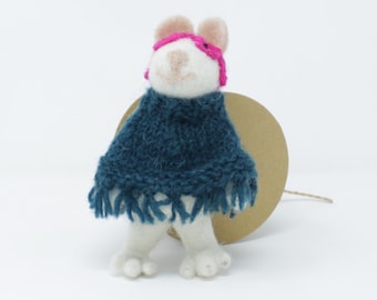 Felt Wool Christmas Ornament - Masked Poncho Mouse Christmas Tree Kit - Eco-friendly and Fair Trade Certified Collection