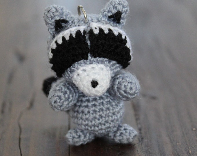 Crochet Raccoon Keychain, Crochet Amigurumi Handmade Gift and Crochet Crochet as Bag Charm and Companion