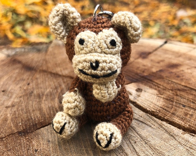 Crochet keychain - Monkey Amigurumi Keyring- Little Monkey Keychain - Handmade Cute Monkey Gift