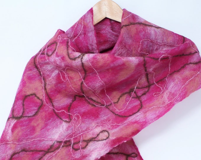 Women's Felt Wool Scarf - Rose Pink
