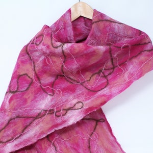 Women's Felt Wool Scarf - Rose Pink