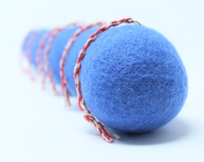 Felt Wool 6 Blue Balls - Christmas Tree Ornaments - Handmade from Eco-friendly dyes and 100% Wool - Fair Trade Certified™