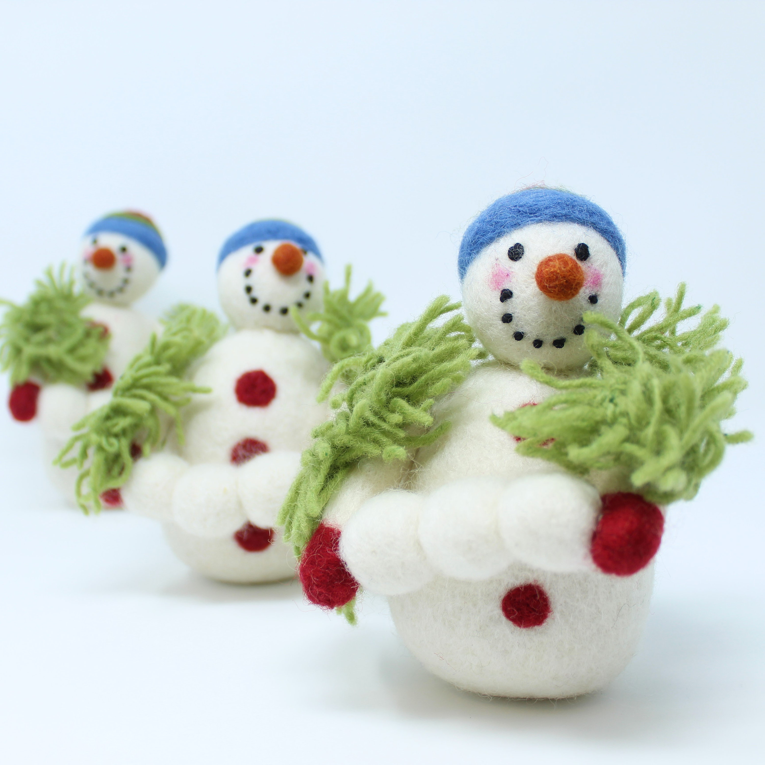Snowman, Felt Wool Christmas Ornament