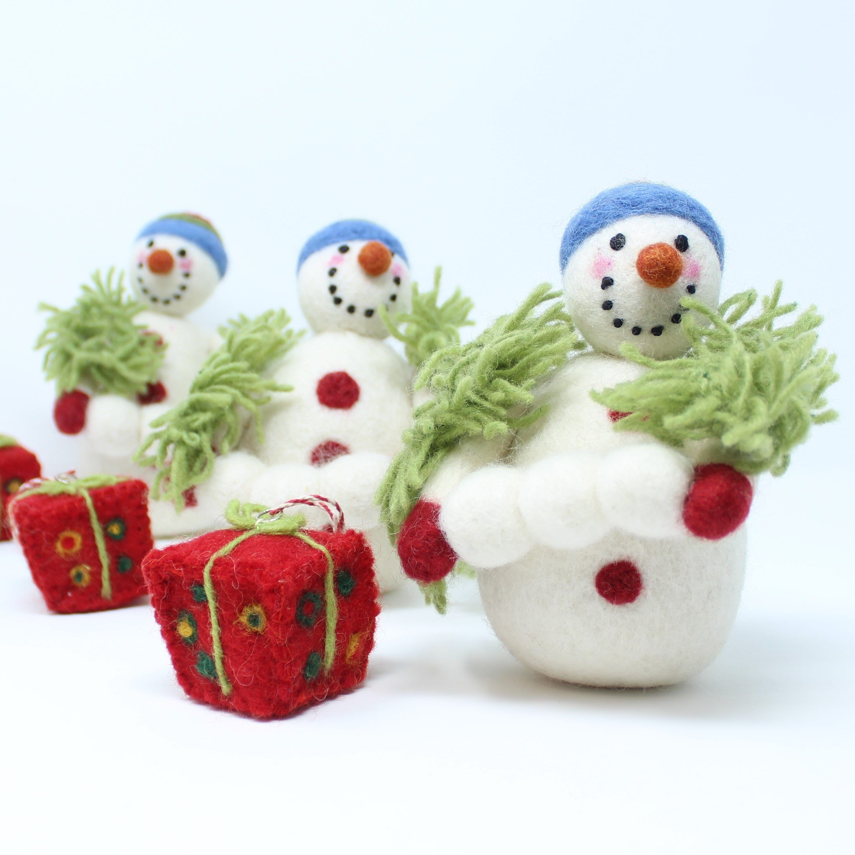 Snowman, Felt Wool Christmas Ornament