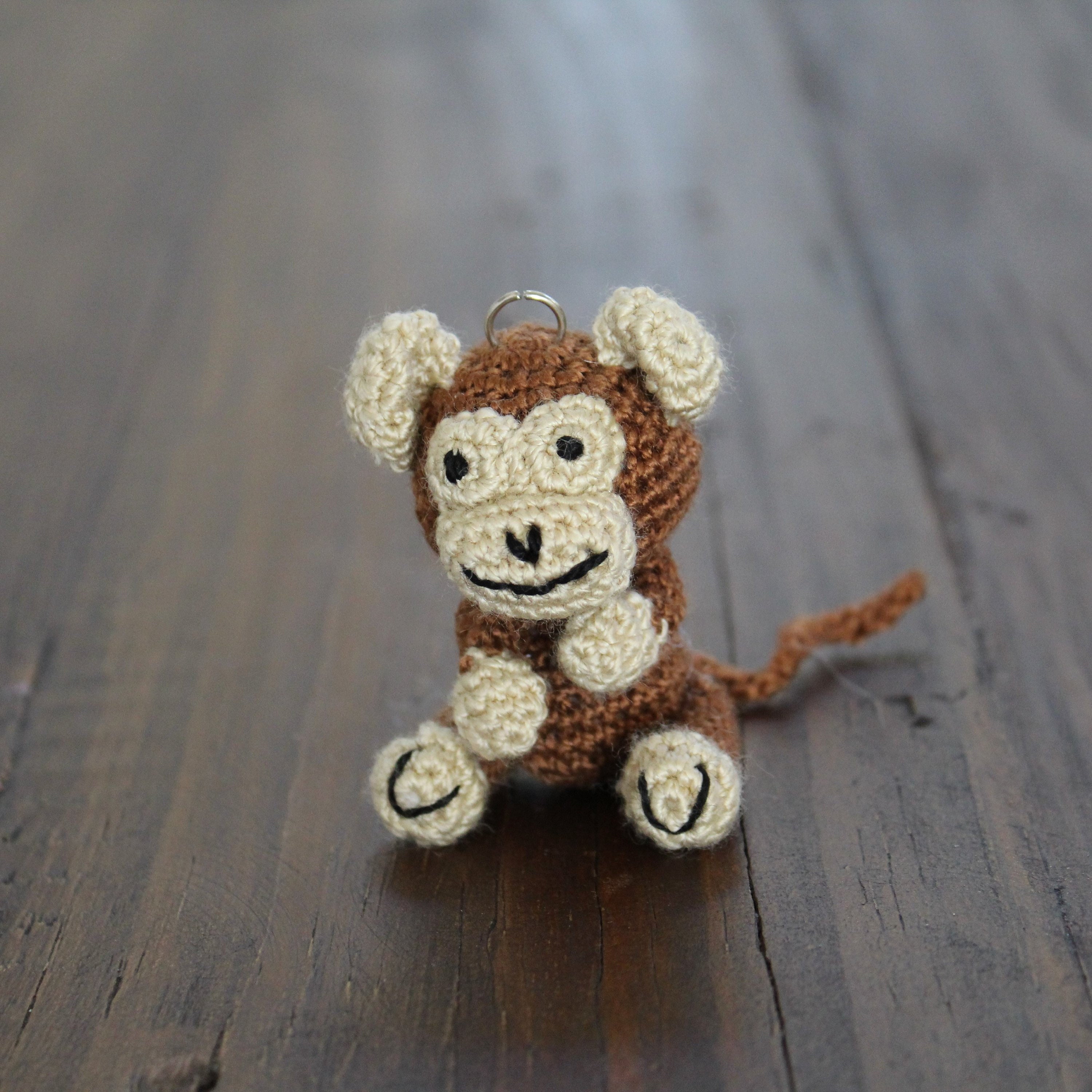 Crochet keychain - Monkey Amigurumi Keyring- Little Monkey Keychain -  Handmade Cute Monkey Gift