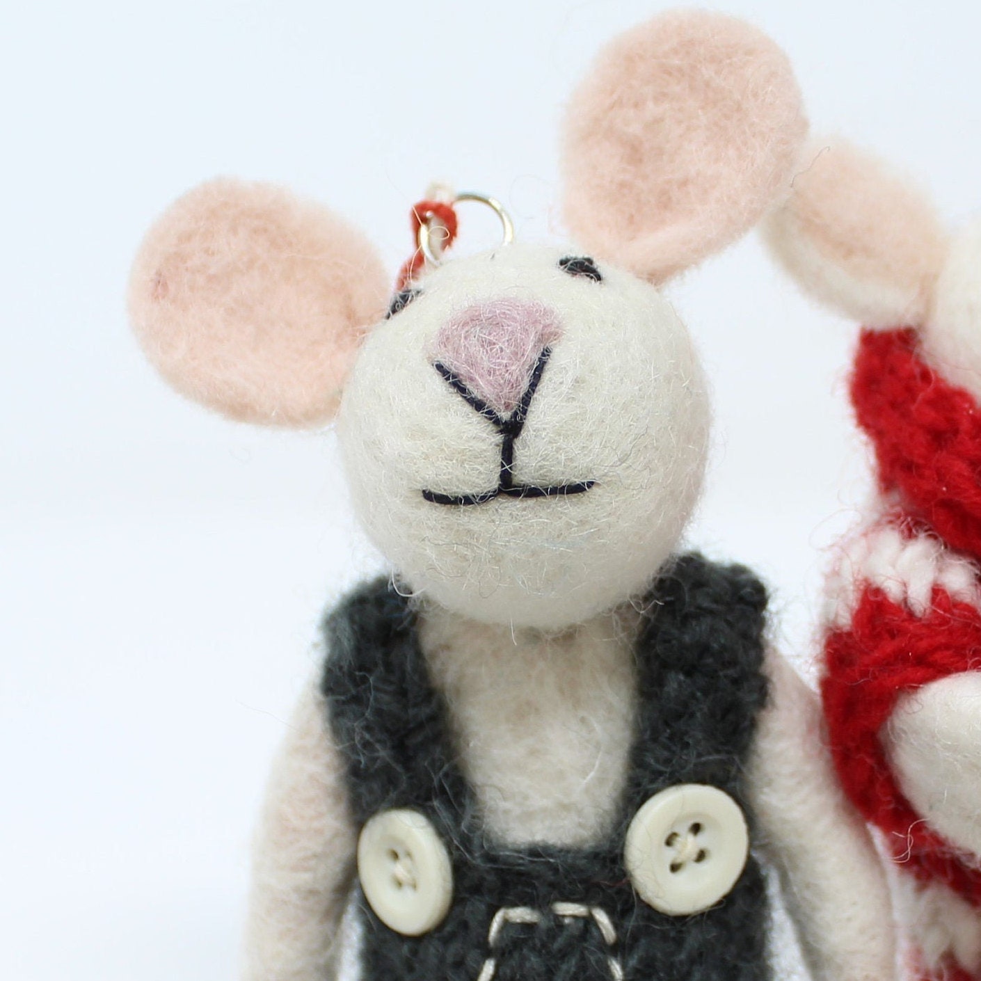 6 Piece Set of Wool Christmas Mice Ornaments Mice Ornaments Cute