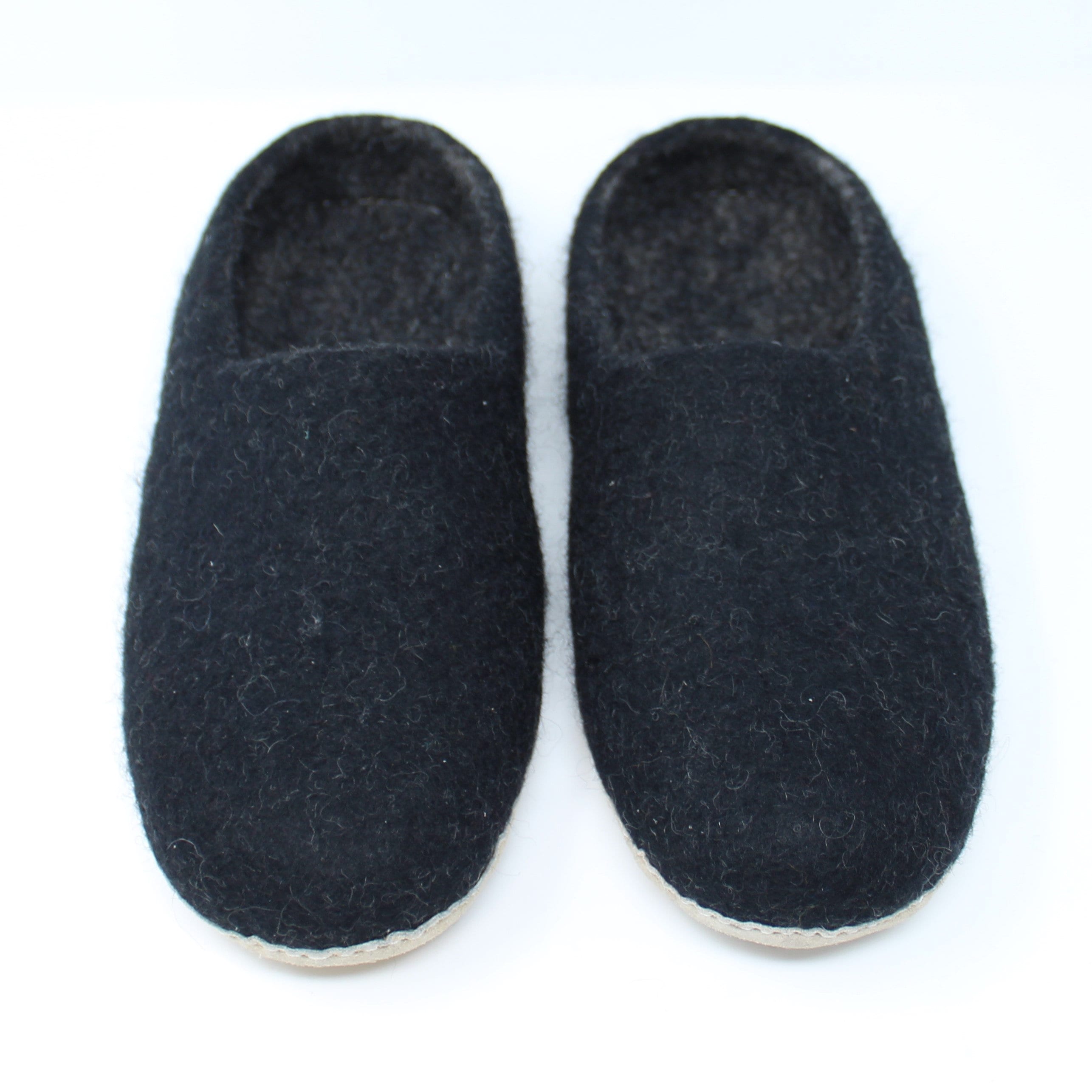 Mens Felted Wool Moccasin Black Slippers Gifts For Him Etsy