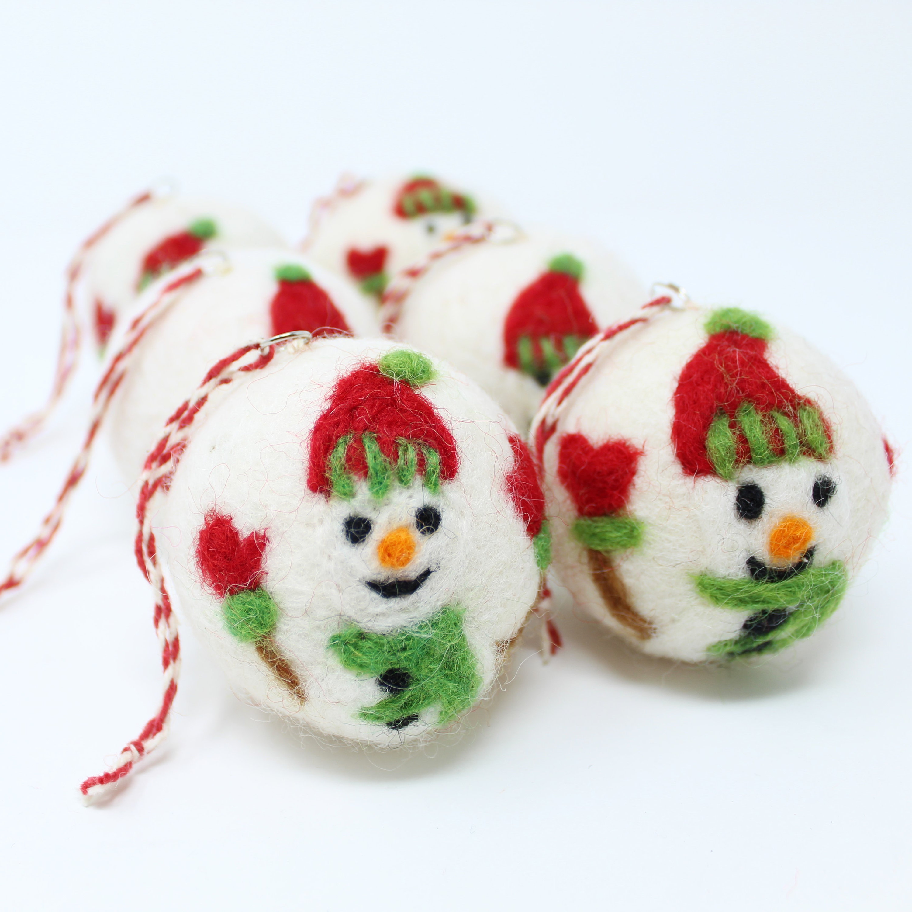 Felt Wool Christmas Tree Ornaments Felt Wool Christmas Balls Set of 6