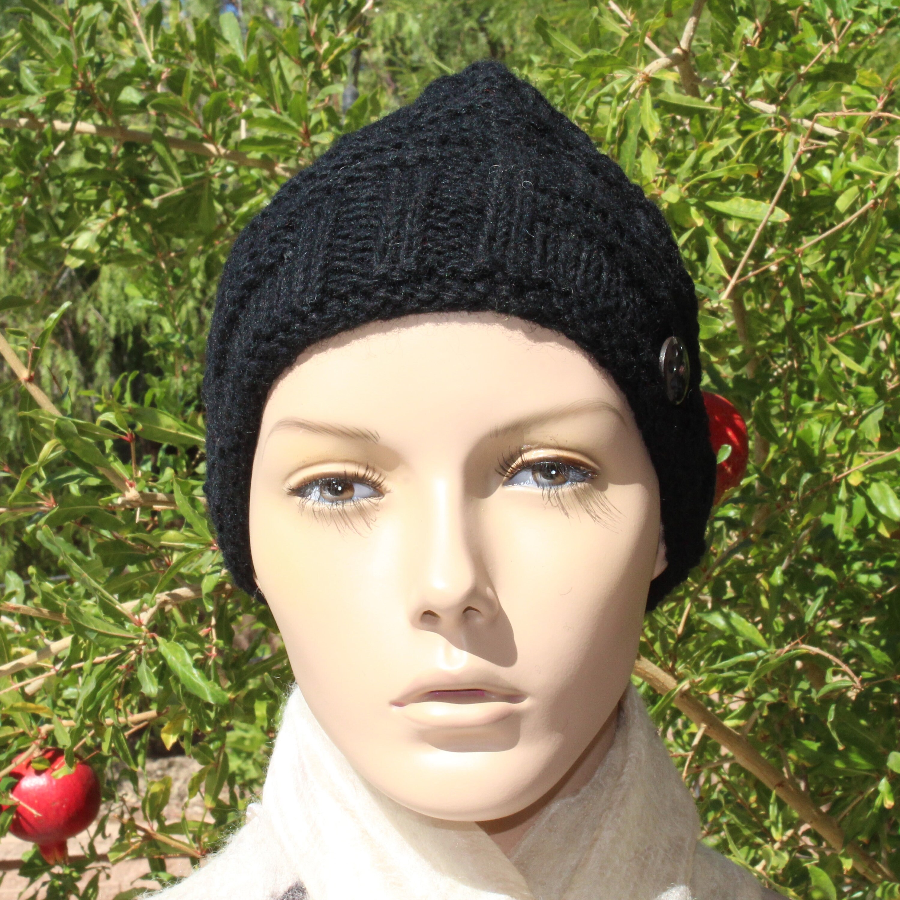 Winter Knitted Wool Beanie Hat Warm Black Hat Winter Beanie