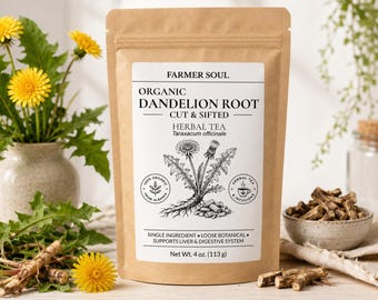 Organic Dandelion Root Herbal Tea | Cut Sifted Taraxacum Root Infusions