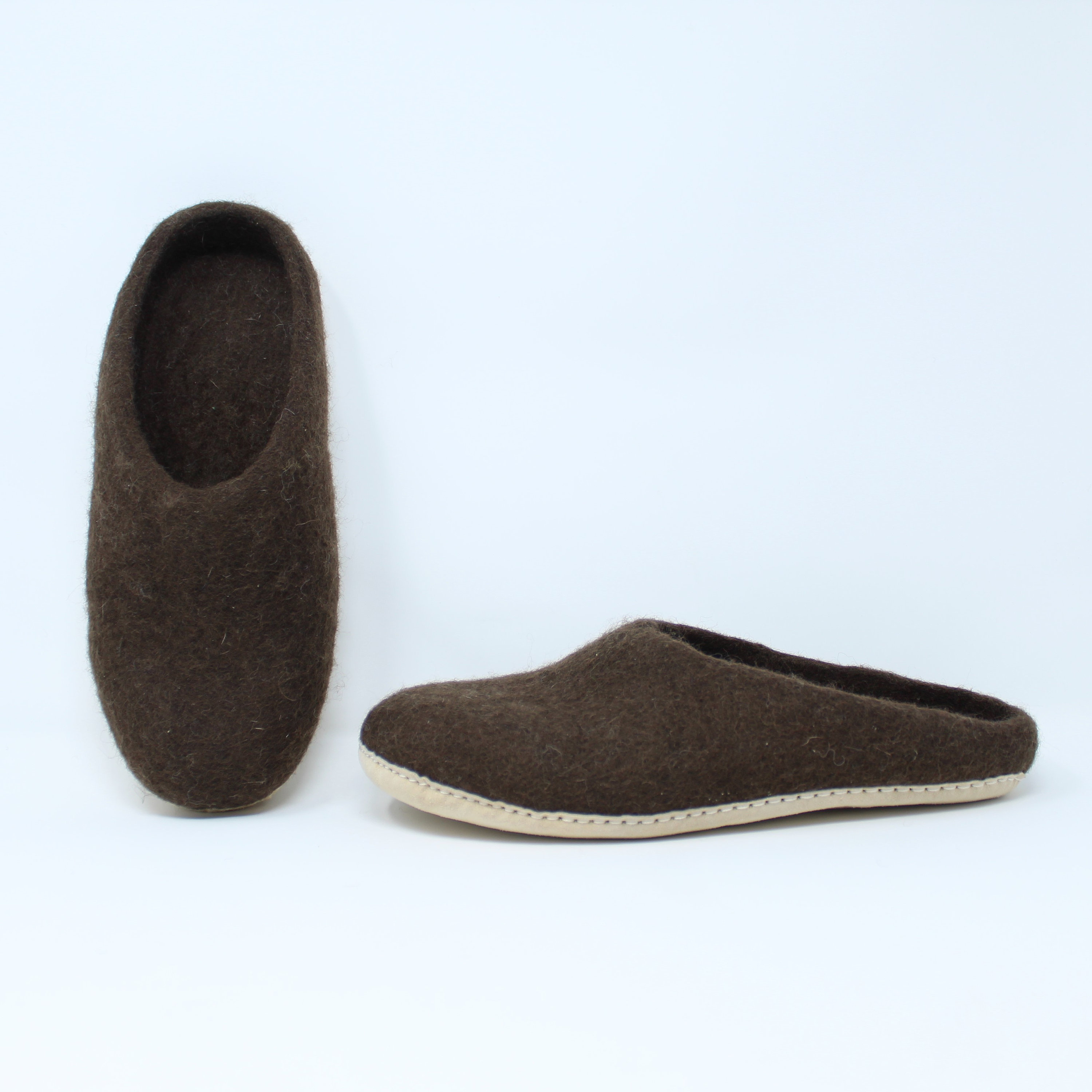 Best Gift For Men Mens Winter Felted Wool Slippers in Brown Felted Slippers House Slippers